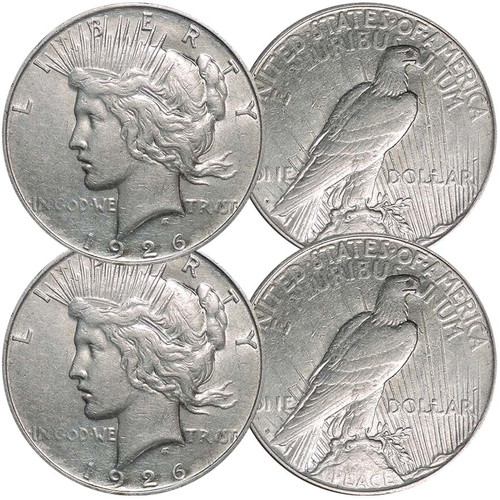 1926-D & 1926-S Peace Silver Dollar Extra Fine Pair