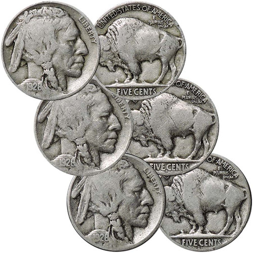 1926 P, D & S Buffalo Nickel G-VG Trio