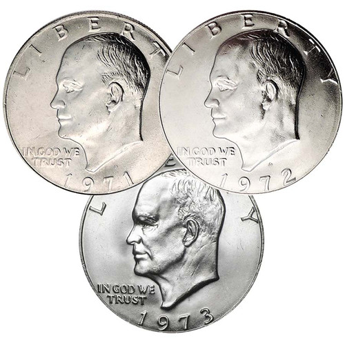 1971 P&D, 1972 P&D & 1973 P&D Eisenhower Dollar 6 Coin Set Brilliant Uncirculated