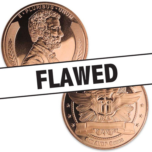 Lincoln Cent 1-Oz. Copper Round  FLAWED
