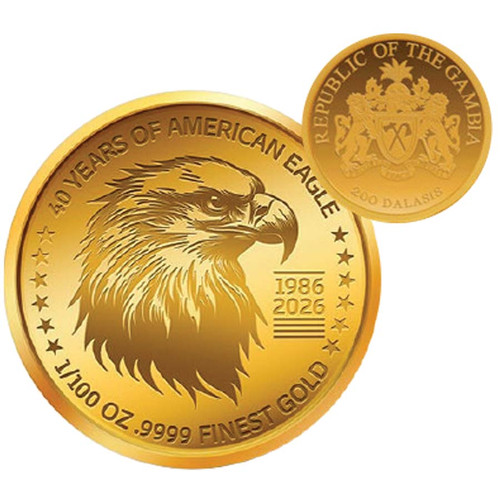 Gambia 2026 1/100th Oz. Gold Tribute to 40 Years of the American Eagle