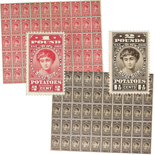 1935 Potato Tax Stamp Sheet Pair
