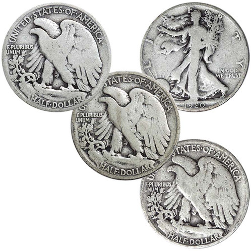 1920 P, D & S Walking Liberty Silver Half Dollar Trio Very Good