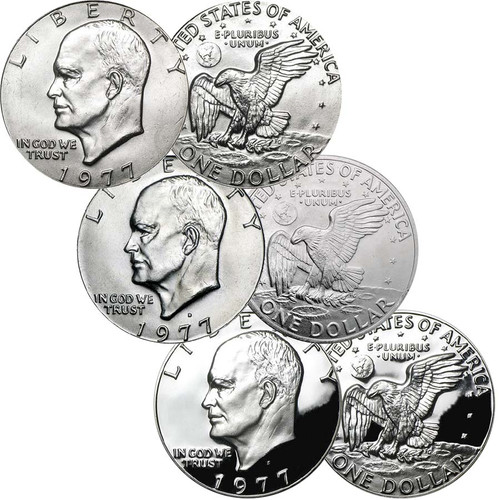 1977 P, D & S Eisenhower Dollar BU/Proof Trio