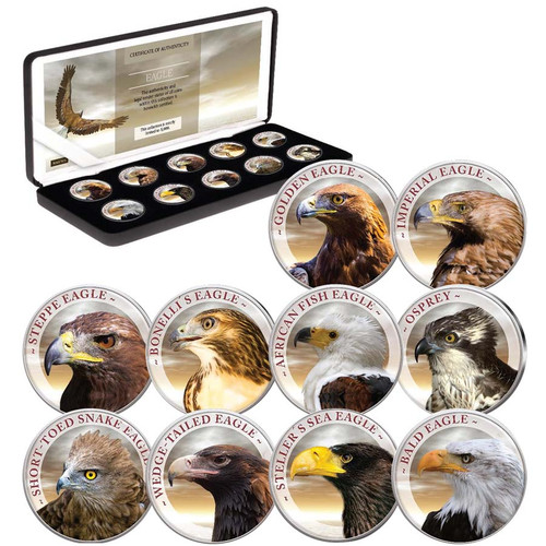 Cook Islands 5 Cent Colorized Eagle 10 Coin Set