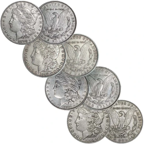 1878-CC, 1883-CC, 1890-CC & 1893-CC Morgan Silver Dollar Collection Extra Fine