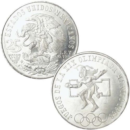 Mexico 25 Peso 1968 Olympic Brilliant Uncirculated
