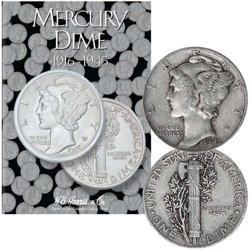 5 Different 1916-1945 Mercury Silver Dimes Good with Folder