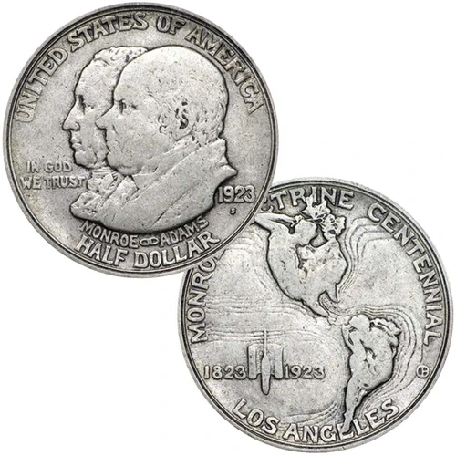 1923-S Monroe Doctrine Silver Half Dollar Fine