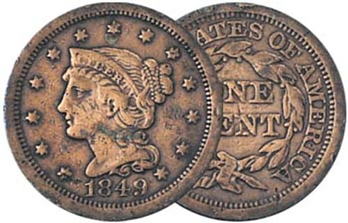 1839-1857 Braided Hair Large Cent Fine
