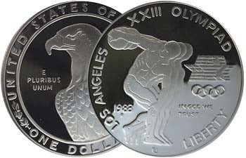 1983 Olympic Discus Thrower Silver Dollar Proof | International