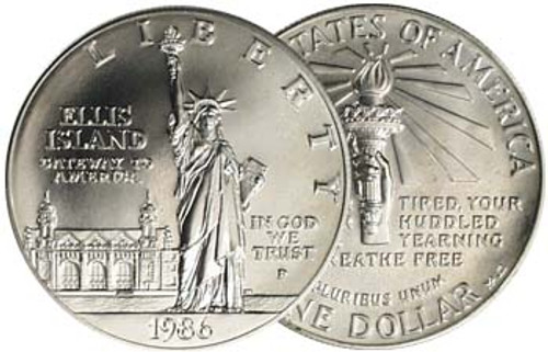1986 Statue of Liberty Silver Dollar Brilliant Uncirculated Image 1