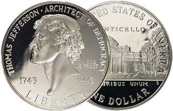 1993-S Jefferson Silver Dollar Proof | International Coins & Currency