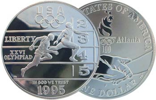 1995-P Track and Field Silver Dollar Proof Image 1 1995-P Track and Field Silver Dollar Proof Image 1