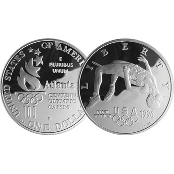 1996-P Olympic High Jump Silver Dollar Proof | International Coins