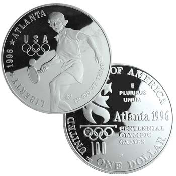 1996-P Olympic Tennis Silver Dollar Proof | International Coins