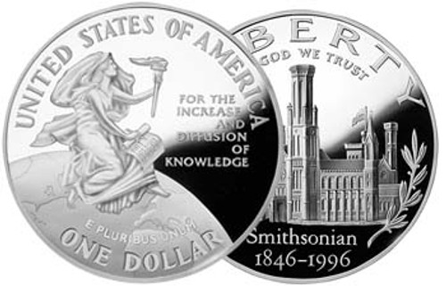 1996-P Smithsonian Silver Dollar Proof Image 1 1996-P Smithsonian Silver Dollar Proof Image 1