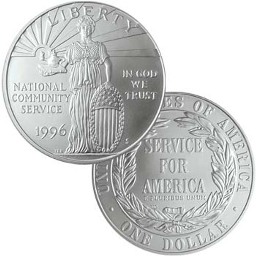1996-S Community Service Silver Dollar Brilliant Uncirculated Image 1 1996-S Community Service Silver Dollar Brilliant Uncirculated Image 1