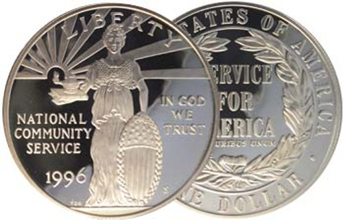 1996-S Community Service Silver Dollar Proof Image 1 1996-S Community Service Silver Dollar Proof Image 1