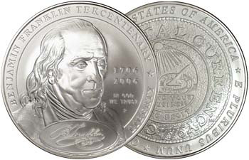 2006 Franklin Founding Father Silver Dollar Brilliant Uncirculated