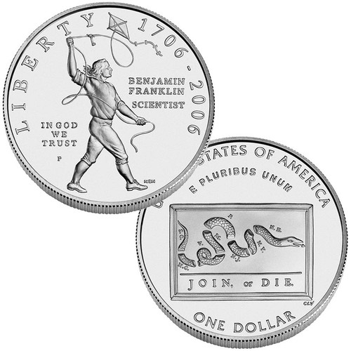 2006-P Franklin Scientist Silver Dollar Brilliant Uncirculated Image 1 2006-P Franklin Scientist Silver Dollar Brilliant Uncirculated Image 1