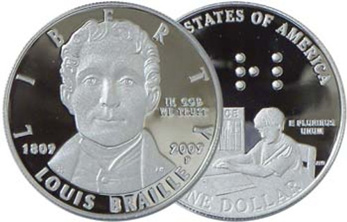 Dollar 2009-P US Mint Louis Braille Silver Commem UNC Education