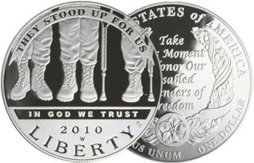 2010-W Disabled Veterans Silver Dollar Proof Image 1 2010-W Disabled Veterans Silver Dollar Proof Image 1