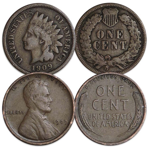U.S. 1909 Indian and Lincoln Cent Good Pair