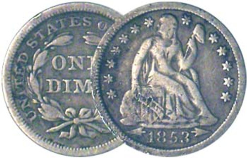 1853-1855 Seated Liberty Silver Quarter with Arrows Fine
