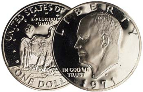 1971-S Eisenhower Dollar 40% Silver Proof Image 1 1971-S Eisenhower Dollar 40% Silver Proof Image 1