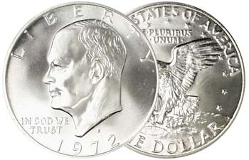 1972-S Eisenhower 40% Silver Dollar Brilliant Uncirculated