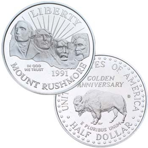 1991-D Mt. Rushmore Half Dollar Brilliant Uncirculated Image 1 1991-D Mt. Rushmore Half Dollar Brilliant Uncirculated Image 1