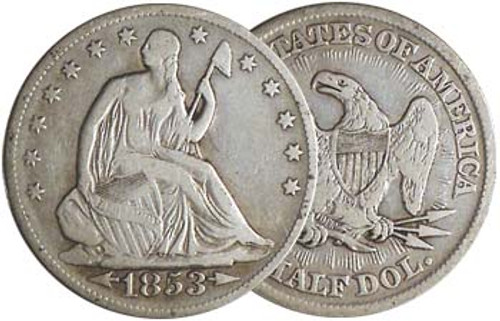 1854-1855 Seated Liberty Silver Half Dollar with Arrows Good