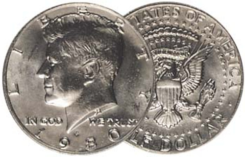 1980-P Kennedy Half Dollar Brilliant Uncirculated Image 1