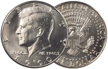 1990-P Kennedy Half Dollar Brilliant Uncirculated Image 1