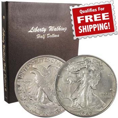 1916-1947 Walking Liberty Silver Half Dollar Complete 65 Coin Collection Good to Brilliant Uncirculated Image 1