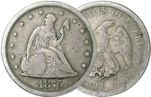 1875 Twenty Cent Silver Seated Liberty Fine Image 1