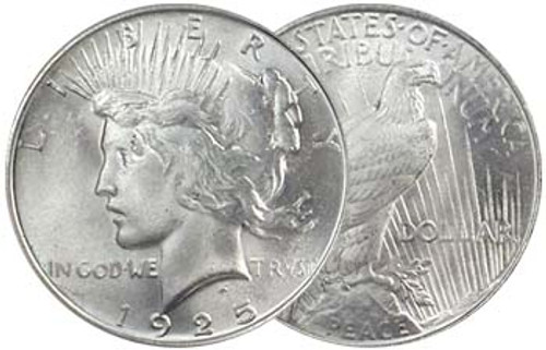 1925-P Peace Silver Dollar Brilliant Uncirculated Image 1 1925-P Peace Silver Dollar Brilliant Uncirculated Image 1