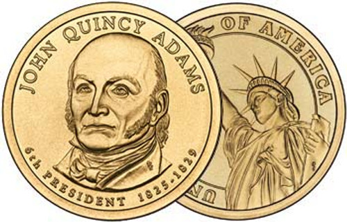 John Quincy Adams 2008-P Presidential Dollar Brilliant Uncirculated Image 1 John Quincy Adams 2008-P Presidential Dollar Brilliant Uncirculated Image 1