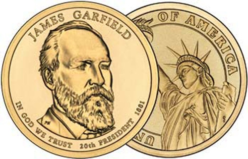 James Garfield 2011-P Presidential Dollar Brilliant Uncirculated Image 1 James Garfield 2011-P Presidential Dollar Brilliant Uncirculated Image 1
