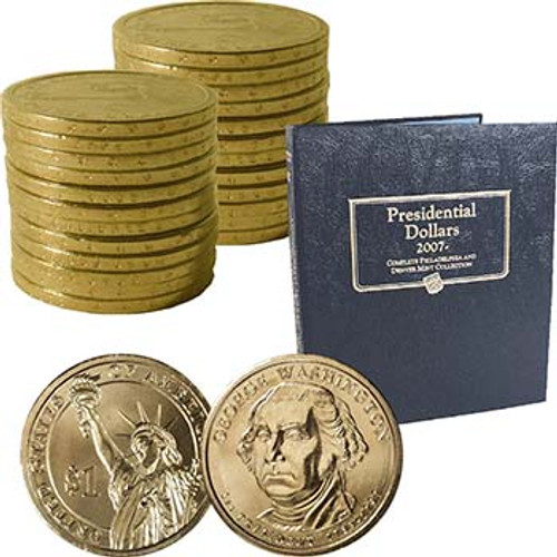 2007-2021 Presidential Dollar P & D 80 Coin Set with Album Image 1