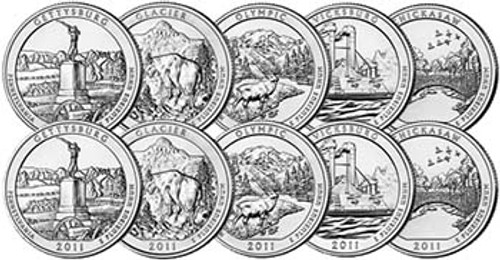 2011 P & D National Park Quarter 10 Coins Brilliant Uncirculated Image 1 2011 P & D National Park Quarter 10 Coins Brilliant Uncirculated Image 1