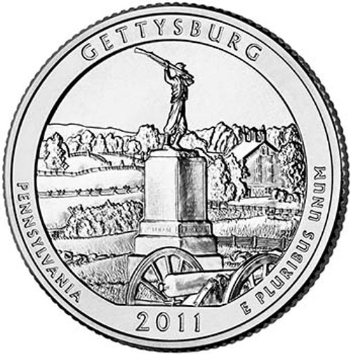 2011-P Gettysburg National Military Park Quarter Brilliant Uncirculated Image 1