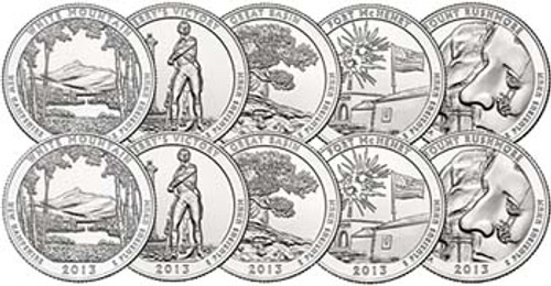 2013 P & D National Parks Quarter 10 Coins Brilliant Uncirculated Image 1 2013 P & D National Parks Quarter 10 Coins Brilliant Uncirculated Image 1