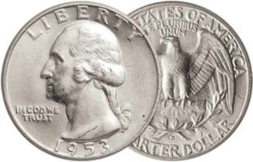 1953-D Washington Silver Quarter Brilliant Uncirculated Image 1 1953-D Washington Silver Quarter Brilliant Uncirculated Image 1