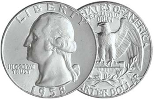 1958-P Washington Silver Quarter Brilliant Uncirculated Image 1 1958-P Washington Silver Quarter Brilliant Uncirculated Image 1