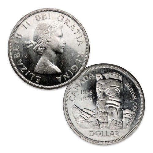 Canada 1958 Totem Silver Dollar Brilliant Uncirculated