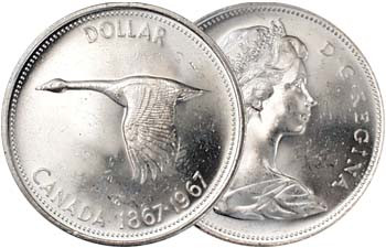 Canada 1967 Flying Goose Silver Dollar Brilliant Uncirculated Image 1