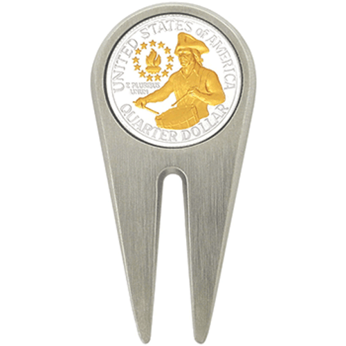 Golf Divot with Bicentennial Quarter Image 1 Golf Divot with Bicentennial Quarter Image 1