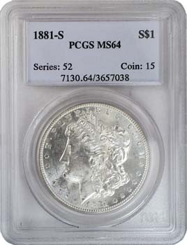 1881-S Morgan Silver Dollar Certified MS-64 | International Coins